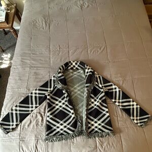 Stylish Plaid Jacket - Black and White